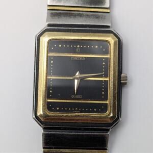 Concord Mariner SG Black 14k Gold Bezel Accents Watch Untested - AS IS